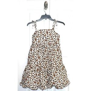 Rachel Zoe Girls Sleeveless Tiered Bow Shoulder Dress Brown Animal Heart Size 12